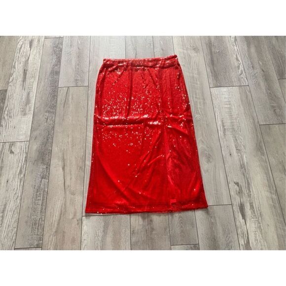 A New Day long red maxi pencil sequence skirt ￼size L - Picture 1 of 9